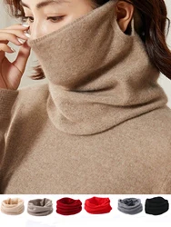 100% Wool Knitted Ring Bandana Scarf For Women Winter Soft Neck Warmer Fashion Heandband SKi Mask Warm All Match Falase Collar