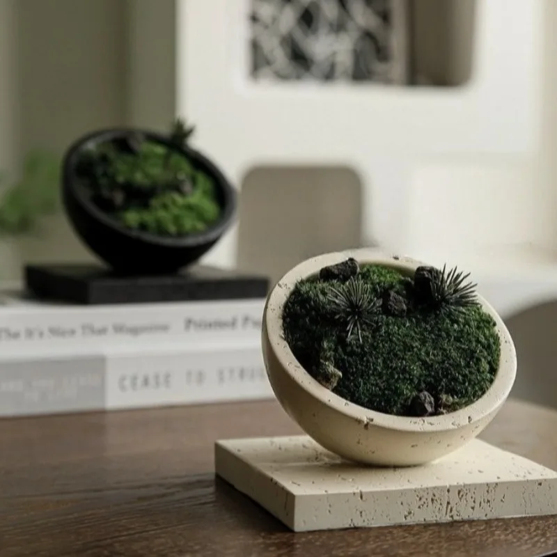 Imitation Cave Stone Flower Pot Indoor Decorative Plants Pots Modern Design Bonsai Display Bowls Desktop Flowerpot Ornaments