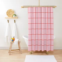 Pink and red grid pattern design Shower Curtain Bathroom Accessories Curtain Bathroom