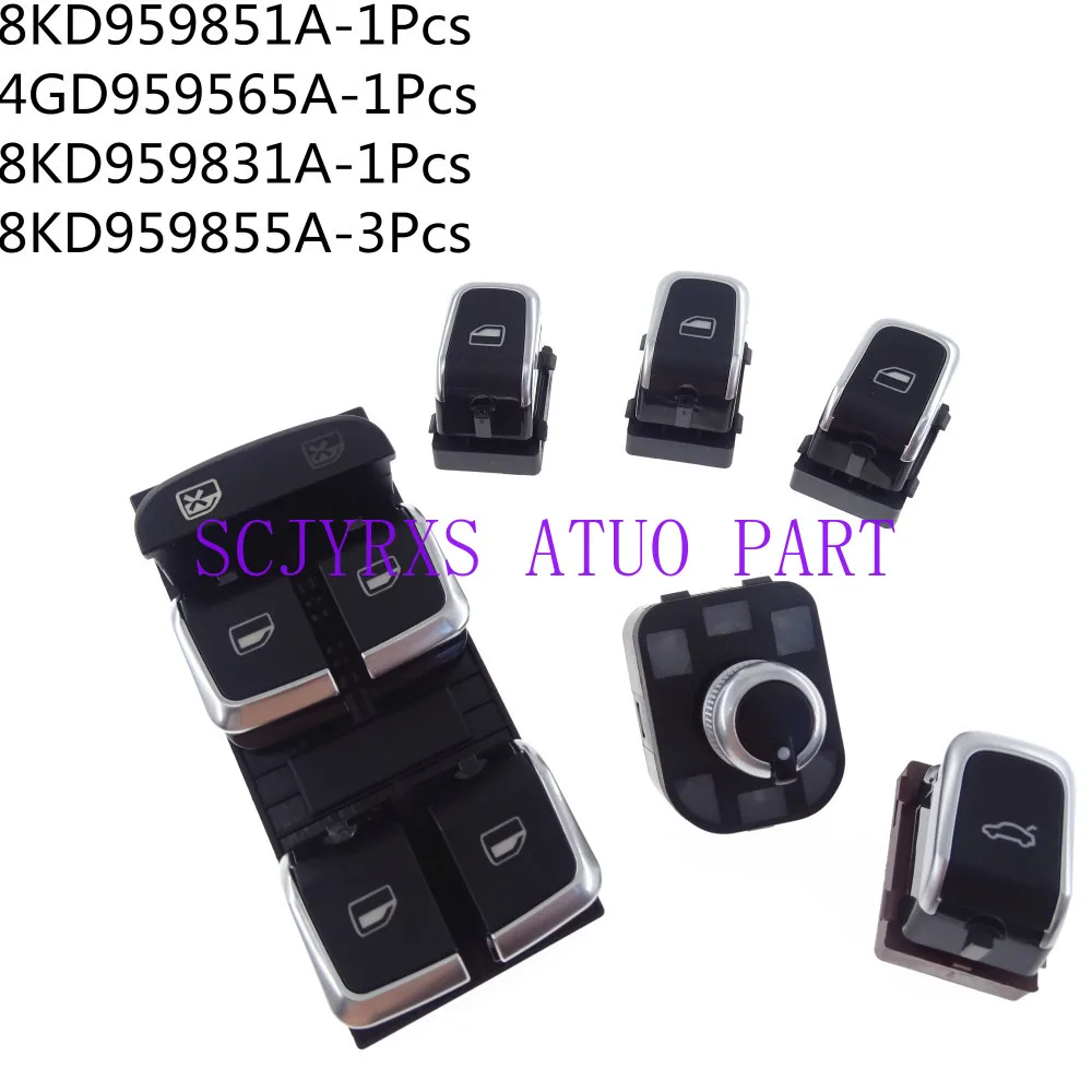 

1Set 8KD959851A Master Window Control Switch + Mirror Switch + Trunk Switch for Audi A4 S4 Q5 B8 Allroad 8KD959831A 4GD959565A
