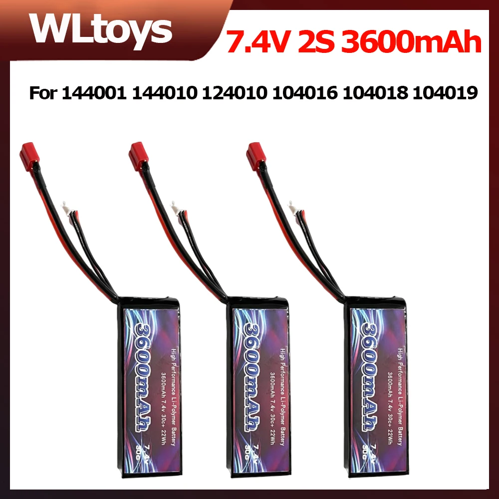 بطارية WLtoys RC للسيارة 7.4 فولت 2 ثانية 3600 مللي أمبير في الساعة لـ 144001 144010 124010 104016 104018 104019 أجزاء بطارية لعبة RC طويلة العمل 16 Minis #1