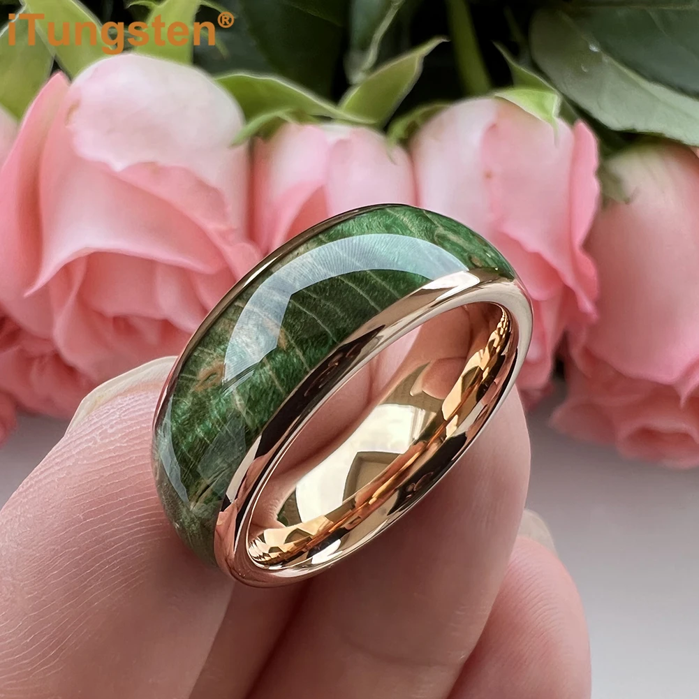 iTungsten 8mm Dropshipping Men Women Tungsten Carbide Ring Nice Dailylife Gift Jewelry Colorful Wood Inlay Comfort Fit