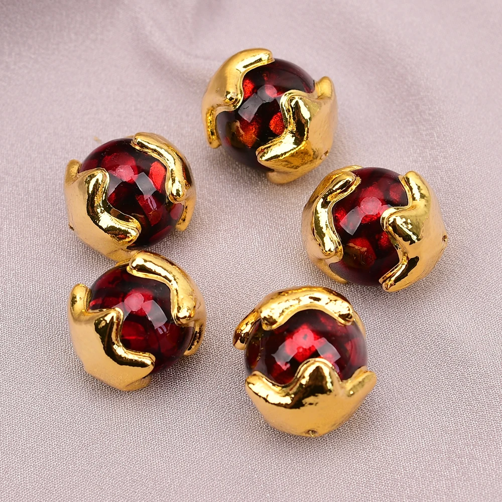 APDGG 5 Pcs 20mm Natural Red Moss Murano Glass Coloured Glaze Loose Beads Jewelry Making Accessories