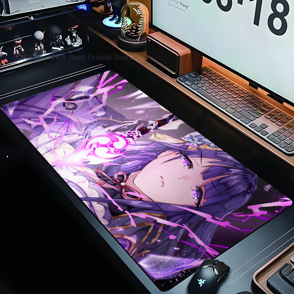 

Raiden Shogun Genshin Impact Mousepad Mouse Mat Desk Mat With Pad gaming accessories Prime Gaming XXL Keyboard Pad