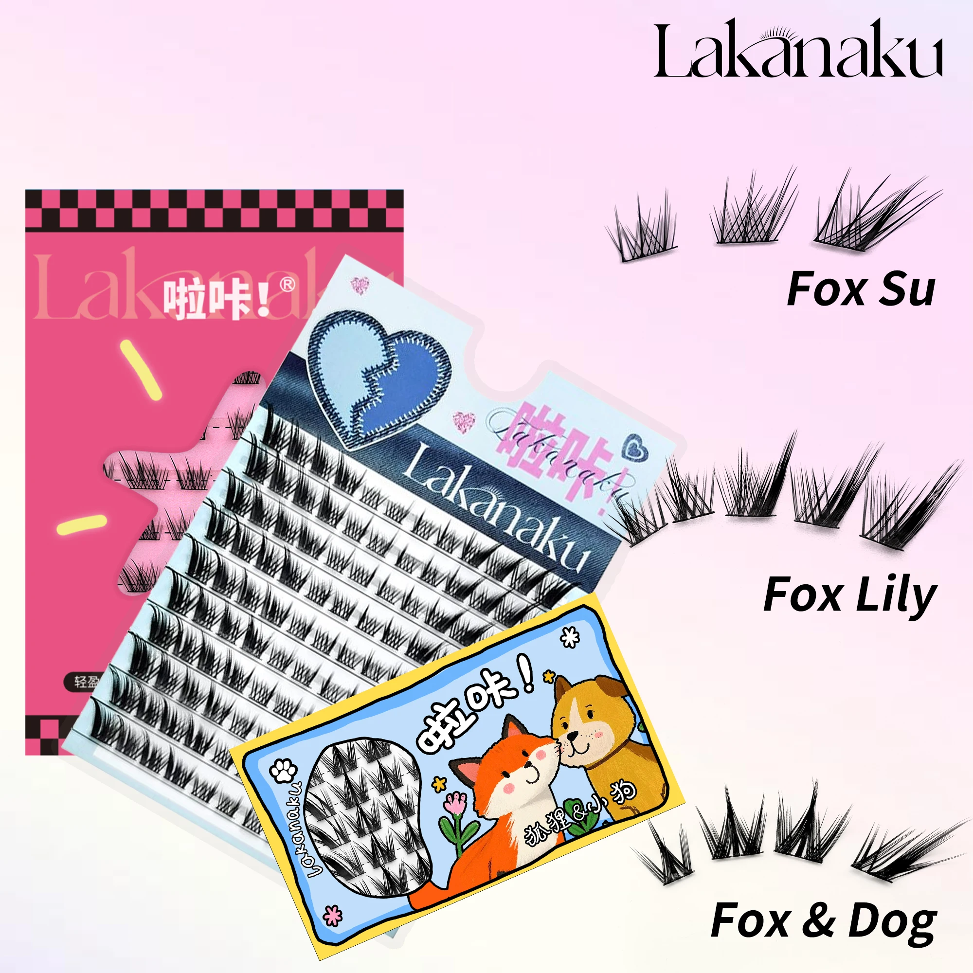 

Fox eye Cluster Lashes Fluffy Individual Premade Eyelashes DIY Cilios