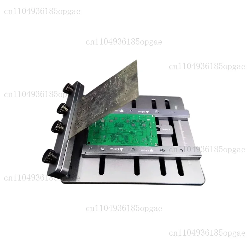 Mini CNC Solder Paste Stencil Printer - Dual-Sided PCB Fixture with Laser-Etched Scales & Tool-Free Clamping Tool