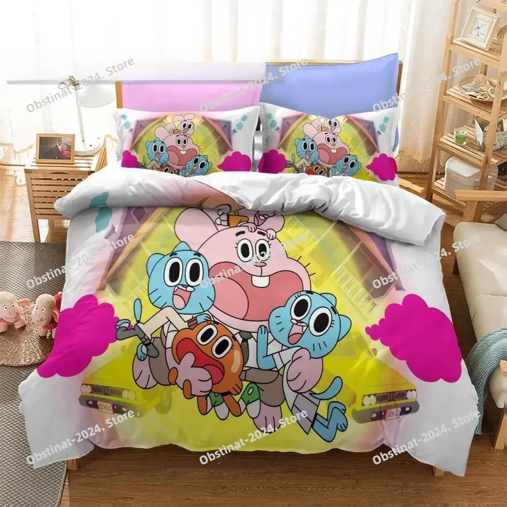 

Anime Amazing World Gumball 3D Printed Bedding Set Darwin Anais Duvet Cover King Queen Full Twin Size for Bedroom Home textile