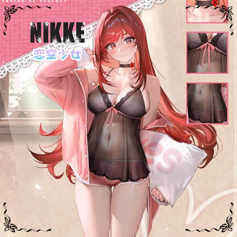 NIKKE Cosplay Rapi 코스프레 Sexy Lingerie V-neck Camisole Pink Coat Jirai Kei Halloween