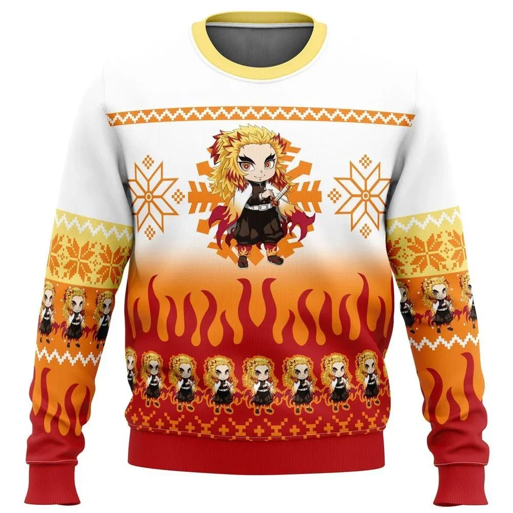 Men 3D Sweatshirt And Top Autumn And Winter Clothing Fire Rengoku Demon Slayer Christmas Sweater Gift Santa Claus Pullover