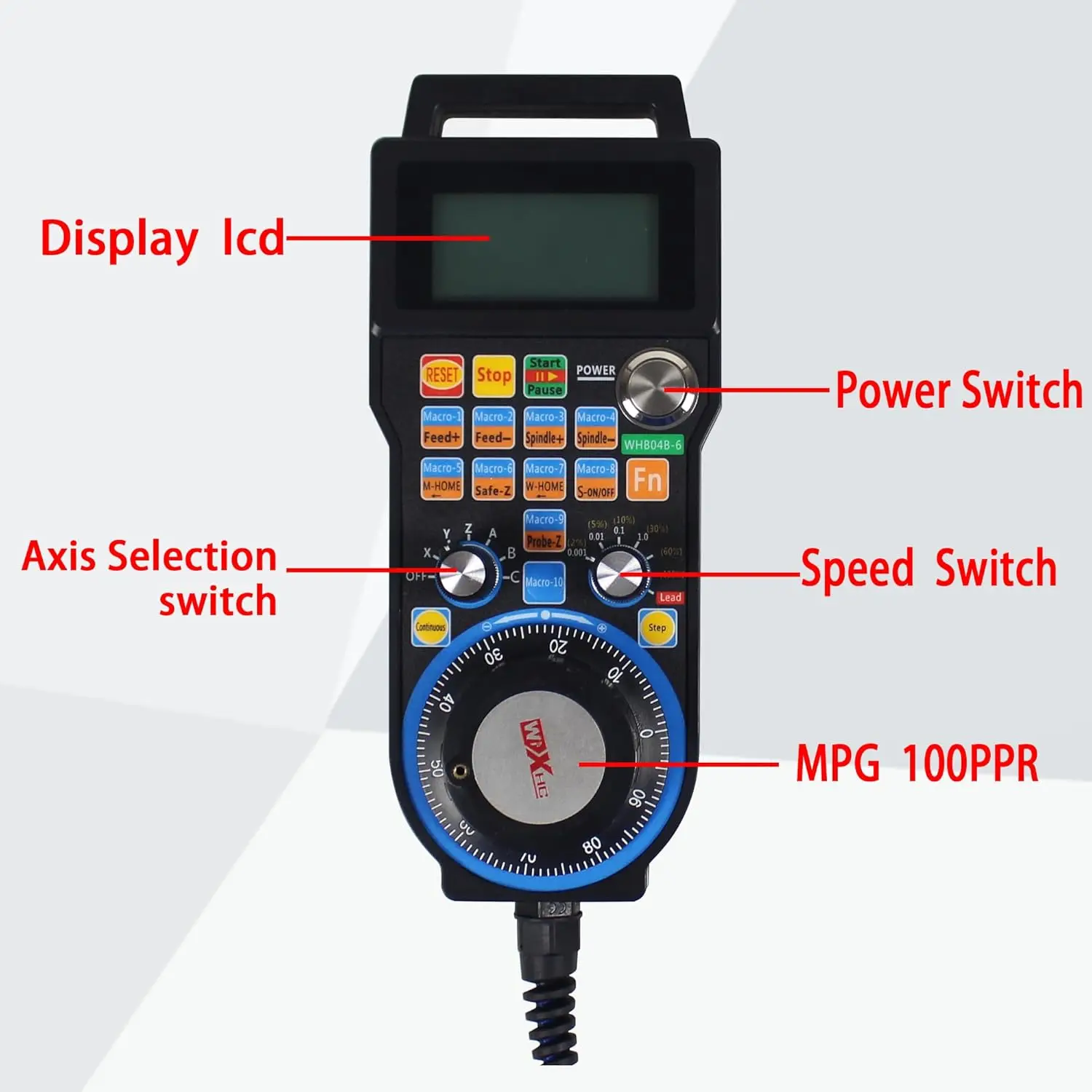 WiXHC Brand Mach3 4/6 Axis USB Wired /Wireless Remote Control mach3 Electronic Handwheel Pendant for High Precision CNC Router