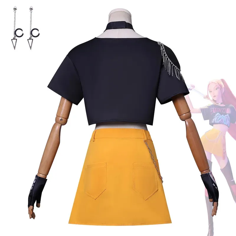 qa156Mira Косплей Костюм красный Парик Топ Юбка Серьги Униформа Хэллоуин Вечеринка для Женщин Девочек Карнавал