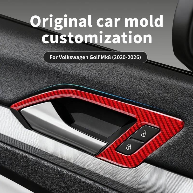 For Volkswagen Golf Mk8 (2020-2026) Carbon Fiber Door Inner Handle Trim Cover Anti Scratch, Car Interior Accessories, OEM Look