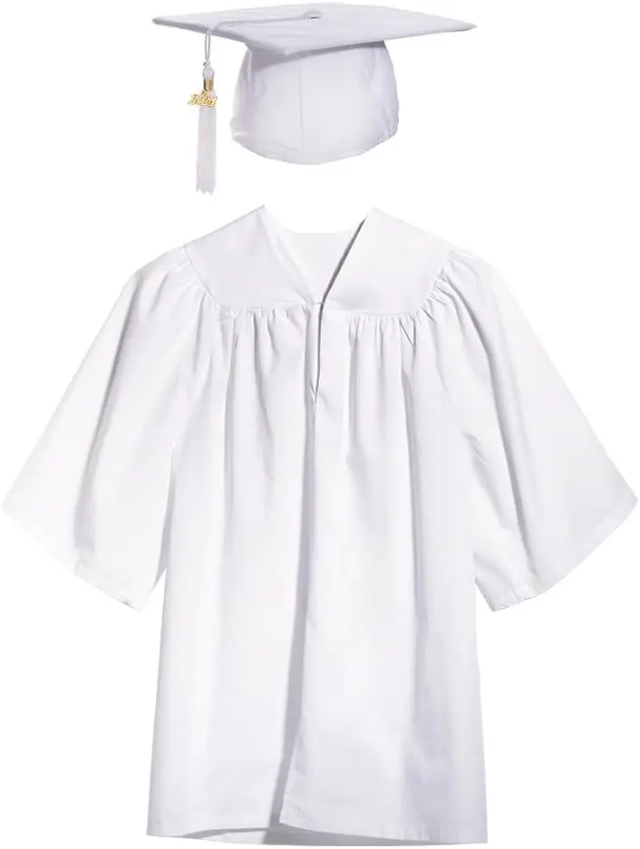 Conjuntos de graduación mate para niños con gorra, vestido de graduación para jardín de infantes, borla, encanto de graduación, uniforme de graduación para niños