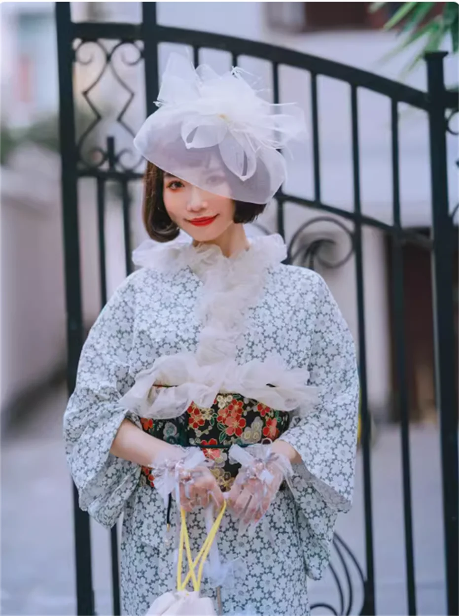 

Lace kimono formal wear improved pure cotton