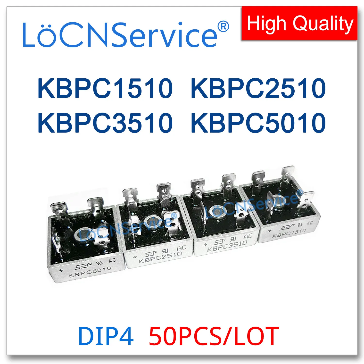 LoCNService 50PCS 1000V KBPC1510 15A KBPC2510 25A KBPC3510 35A KBPC5010 50A KBPC Single Phases Bridge High quality