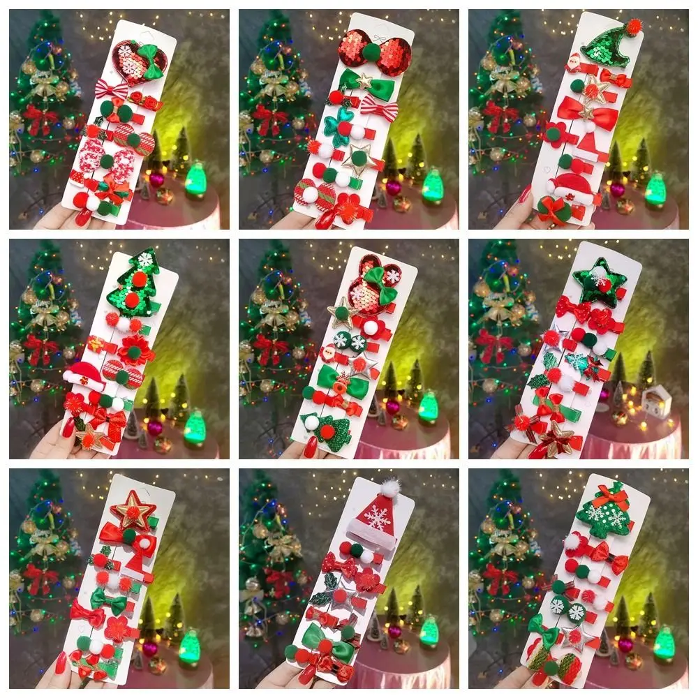 Feliz natal decoração natal hairpin conjunto lantejoulas chifre de veado crianças antler grampo de cabelo presentes dos miúdos papai noel