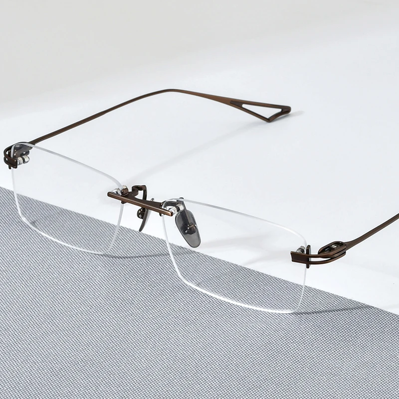 FONEX Titanium Eyeglasses Frame Men Rimless Square Glasses 2022 New Glasses Frame Eyewear ACT-Fix