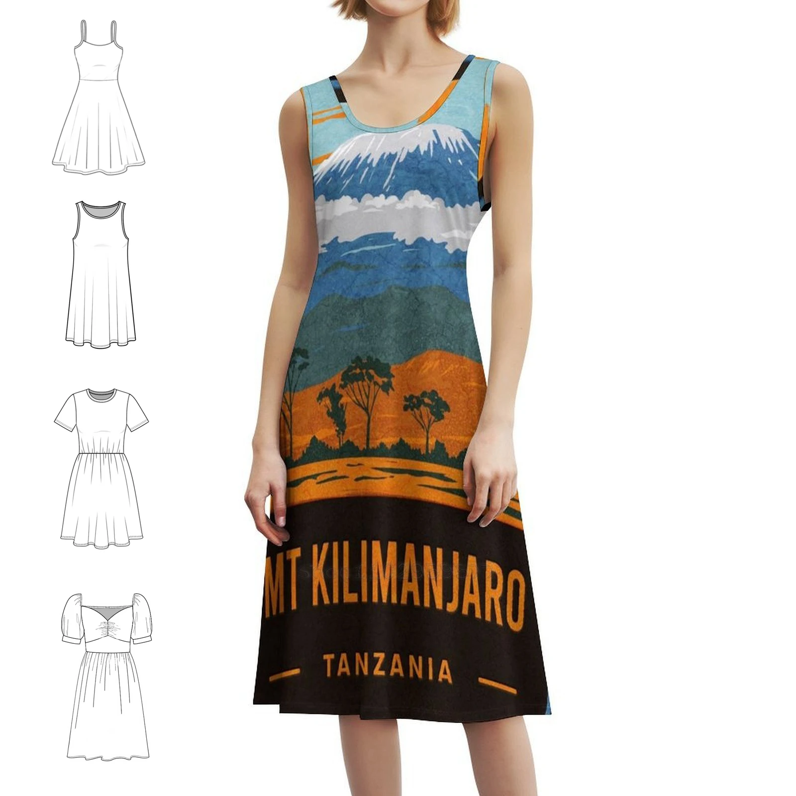 فستان حفلات نسائي من Mt Kilimanjaro تنزانيا ملابس خروج عصرية مطبوعة ملابس النادي للإناث جبل كليمنجارو تنزانيا جبل