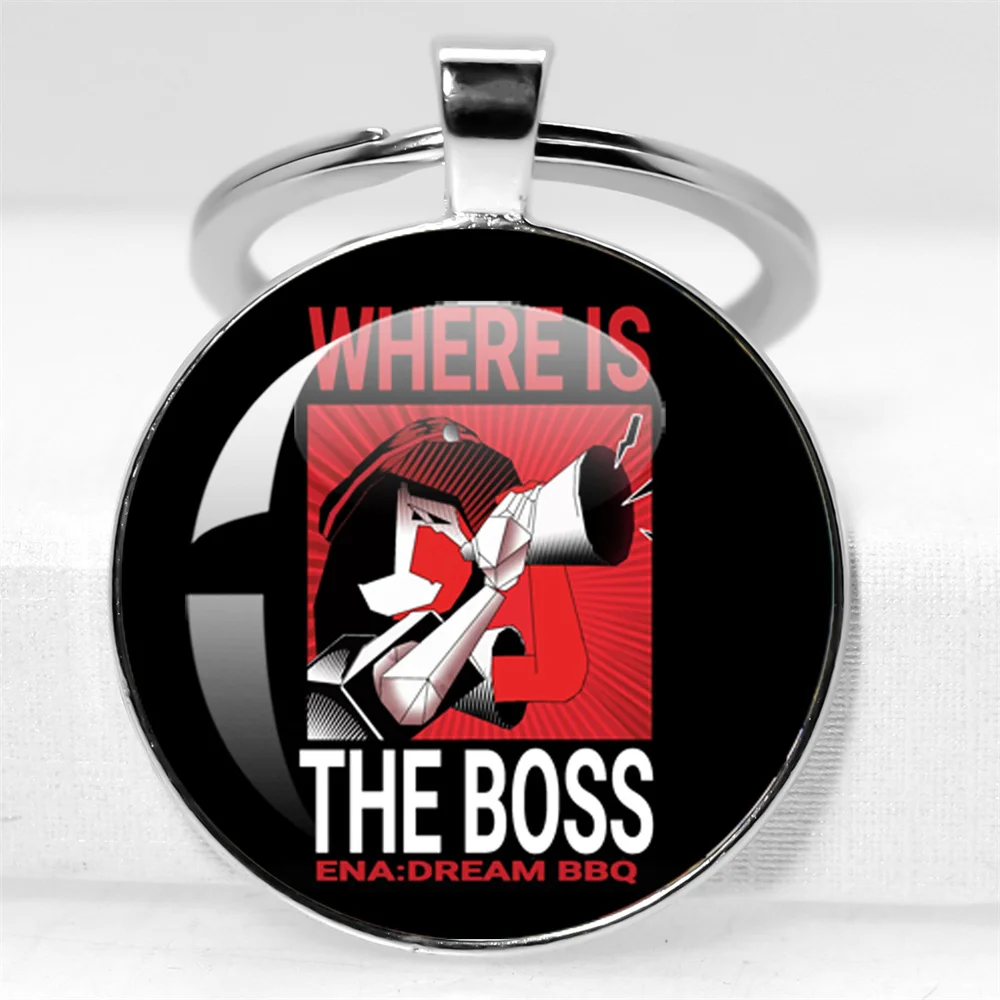 GAME ENA Dream BBQ  Abstract Girl Ena Cosplay Keychain 25MM/30MM Cabochon Pendant Accessories Keyring Fans Gift