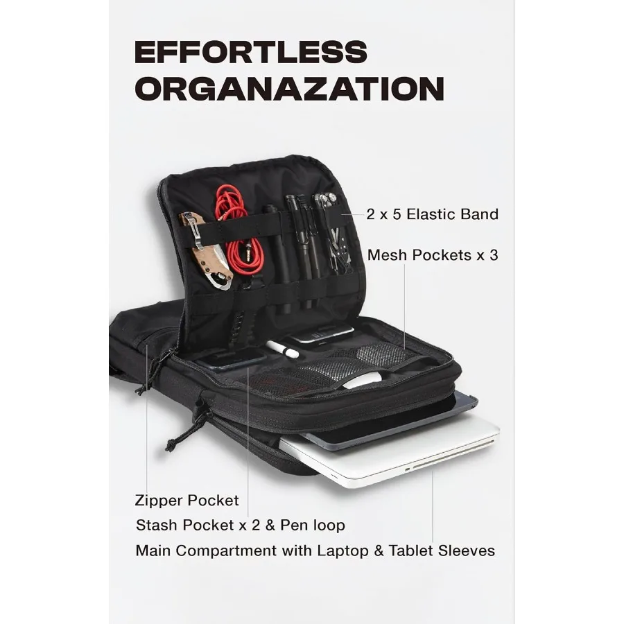 ® 15" Black Tactical Laptop Backpack For Men EDC Backpack with MOLLE Attachements Survival Tactical Backpack for 1 Day