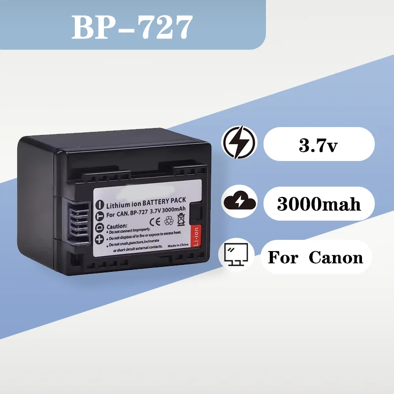 

Replacement Lithium Ion Battery BP727 3.7V 3000mAh For Canon VIXIA HF R30 M50 M52 M500 M56 M506
