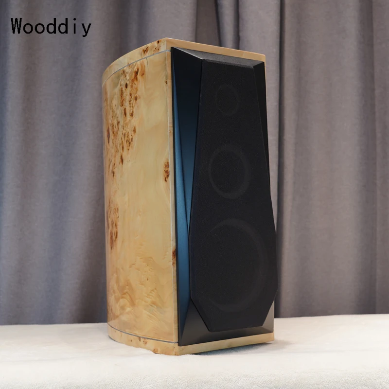 Wooddiy 6.5 Inch One Pair Speaker Cabinet Empty Box Three-way Classic Style Speaker Birch Plywood Baltic Waist Drum Radian Gloss