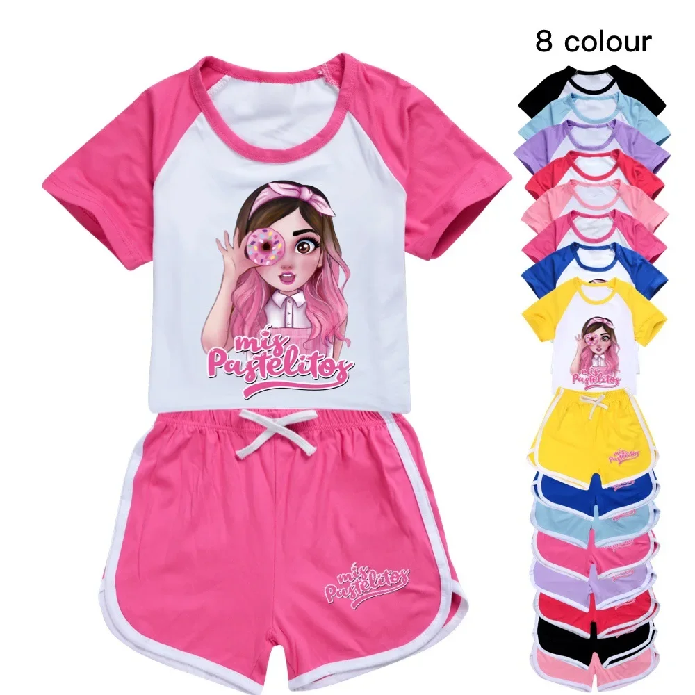 

Mis Pastelitos Toddler Boy Clothes Summer pajamas Cotton Short Sleeve T Shirt + Shorts Costume Girls Casual sportswear Set