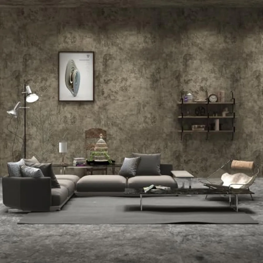 

Beige-Grey Concrete Wallpaper Matte Thick Textured Gray Cement Contact Paper Peel Stick Countertop Paper Removable Waterproof A