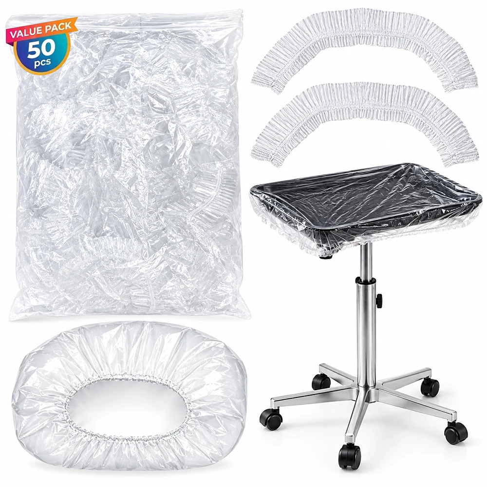 50PCS Disposable Tattoo Tray Cover 5 Size PE Cover Bags for Salon Tray Tattoo Table Station Contraction Bag Tattoo Armrest Cover