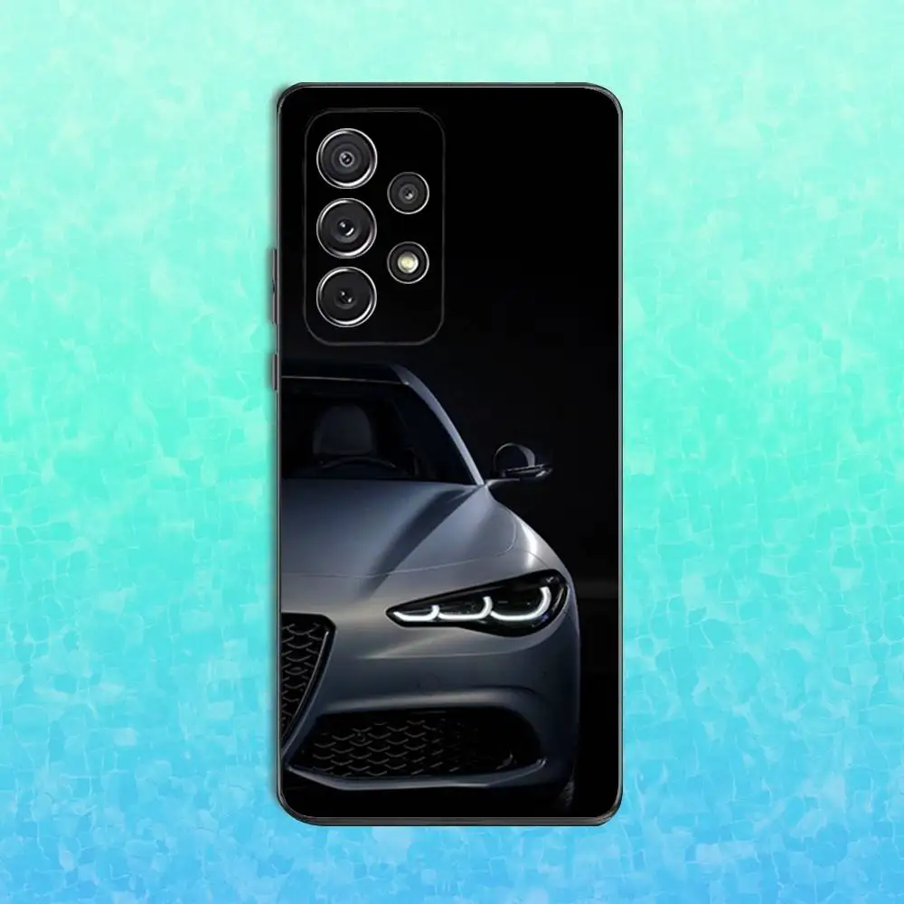 حافظة هاتف رائعة من A-Alfas R-Romeo لهاتف سامسونج S25، S24، S23، S22، S21، S20، S10، Ultra، Plus، Lite، FE، غطاء أسود من السيليكون الناعم