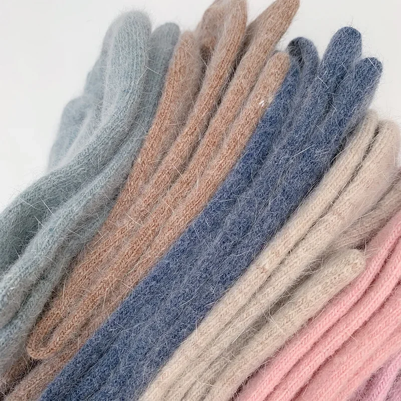 Calcetines de pelo de conejo para mujer, calcetines gruesos y cálidos para dormir, calcetines largos térmicos de Cachemira bonitos de Lolita Kawaii, regalos de Año Nuevo