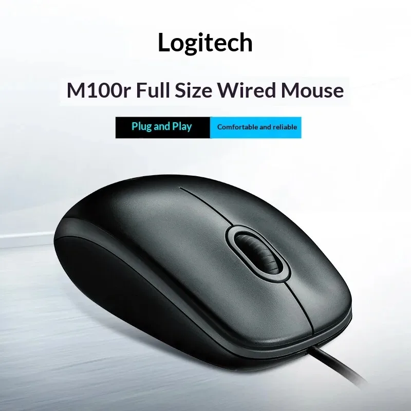 

Logitech M100R Wired Mouse M-Series Black Mouse for Laptop Desktop Computer Home Office Universal M100R also for Gaming left and