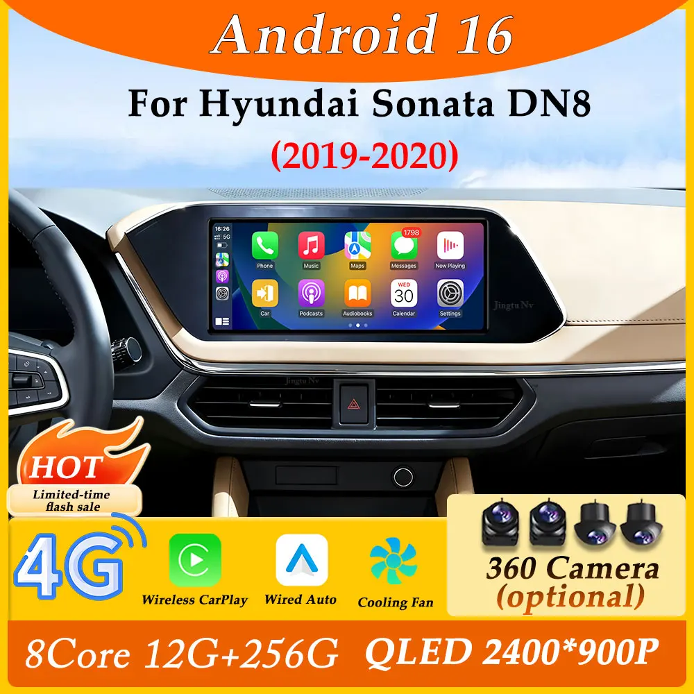 Reproductor Multimedia para Auto con Carplay y Android para Hyundai Sonata DN8 2019-2020, Pantalla Ultrafina, GPS, Navegación, DSP, Estéreo, Pantalla Dividida