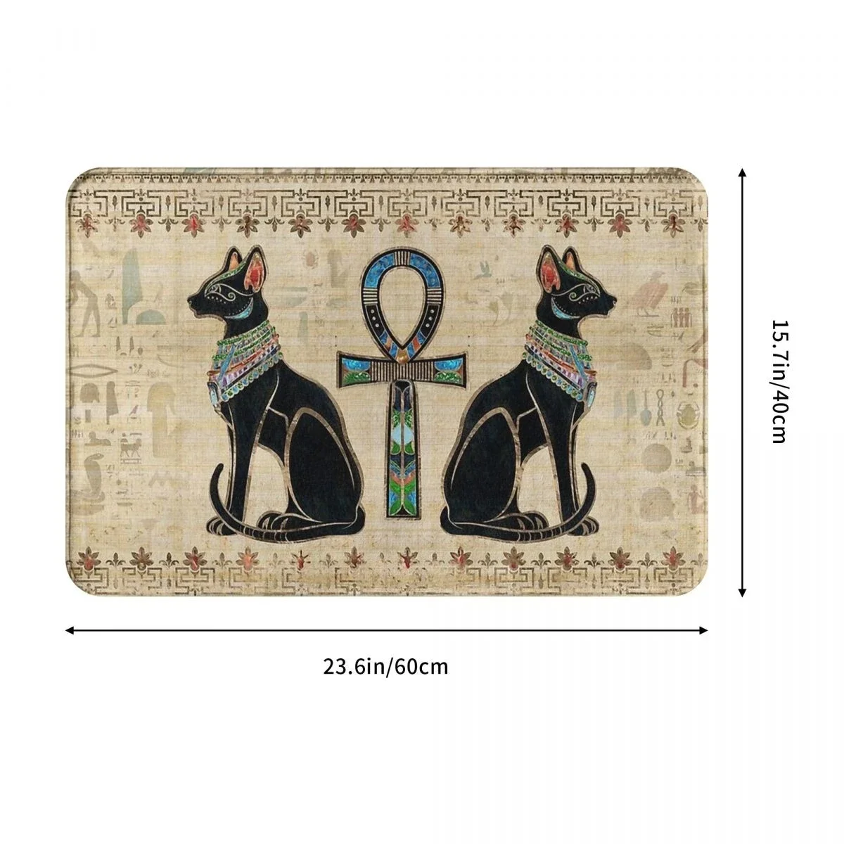 Ancient Egypt Egyptian Anti-Slip Entrance Doormat Home Decoration Cats and Ankh Cross Hallway Long Rugs Kitchen Floor Mat