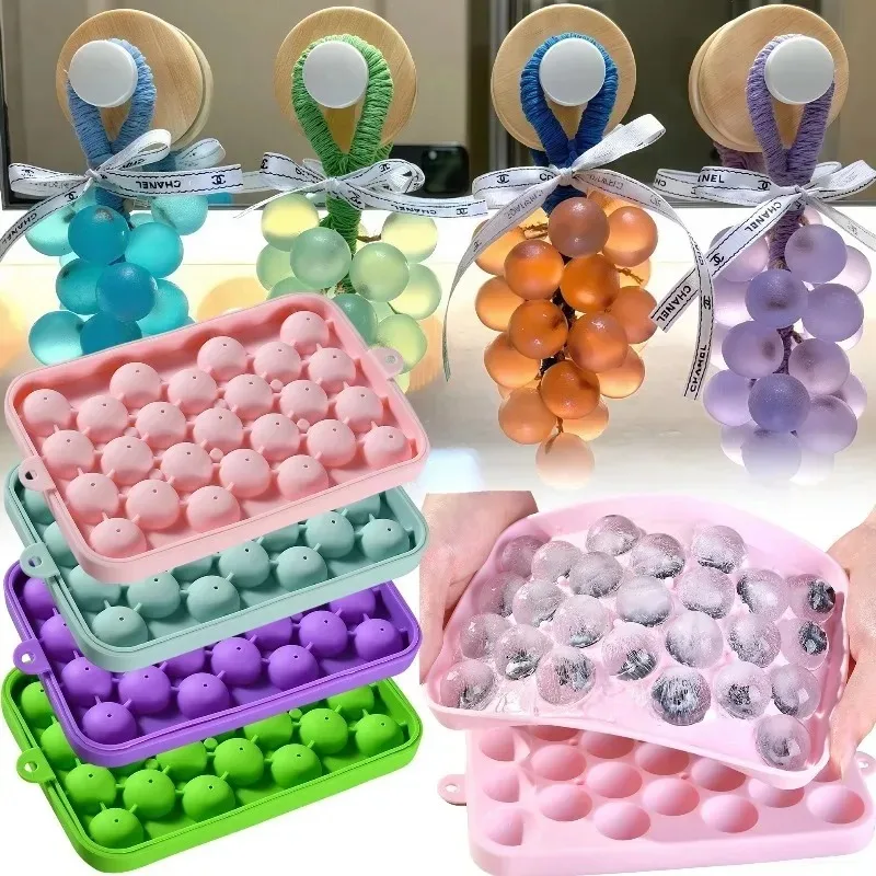 1Pc Silicone Soap Molds Grape Ball Handmade Candle Mould Ice Storage Box Easy To Demould Ice Making Bar Home Party Kitchen Tools