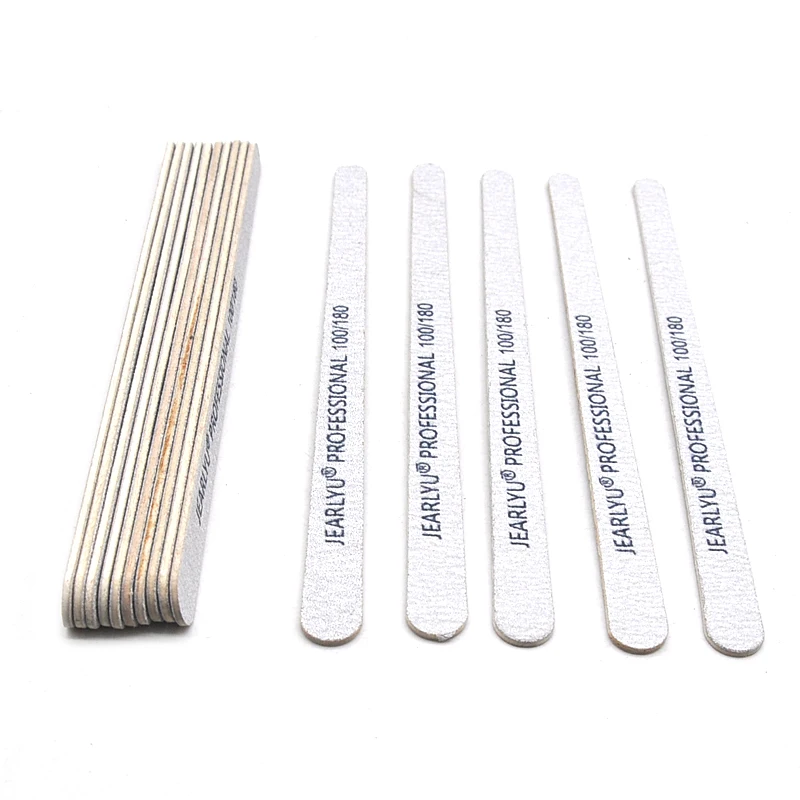 100 Pcs Double Sided Wooden Nail File 100 180 240 Grit Professional Material Thick Sanding Wood Files Pedicure Manicure Tools