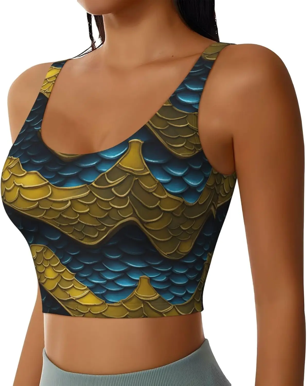 Chaleco deportivo con estampado de escamas de dragón para mujer, chalecos de entrenamiento de yoga para mujer, ligero, moderno para estaciones