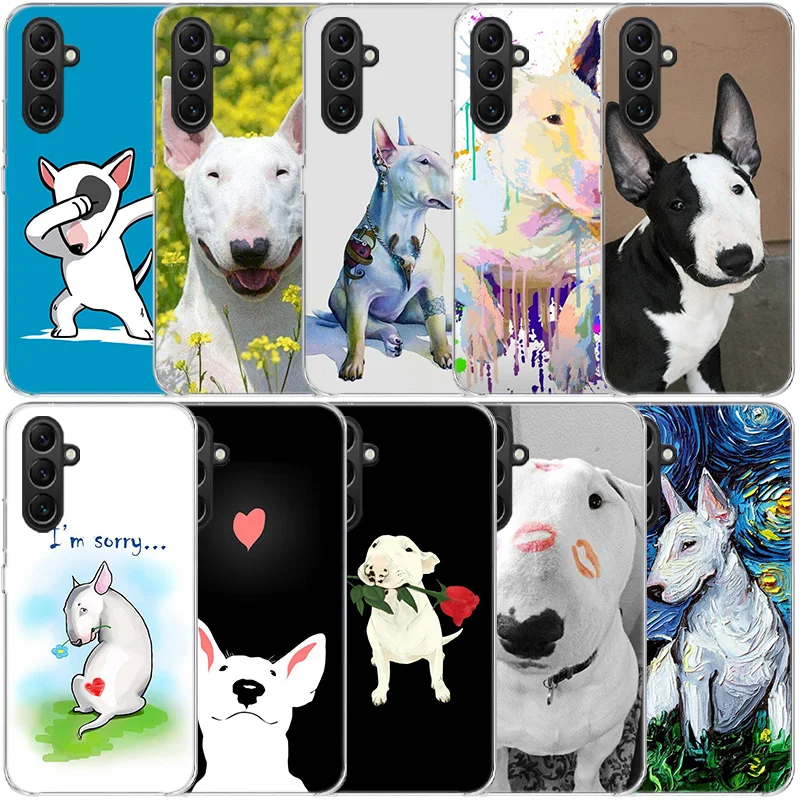 Bull Terrier Dog Puppies Clear Phone For Samsung Galaxy A55 A35 A25 A15 A05S A04S A14 A24 A34 A54 A03S A13 A23 A33 A53 A73 A9 A8