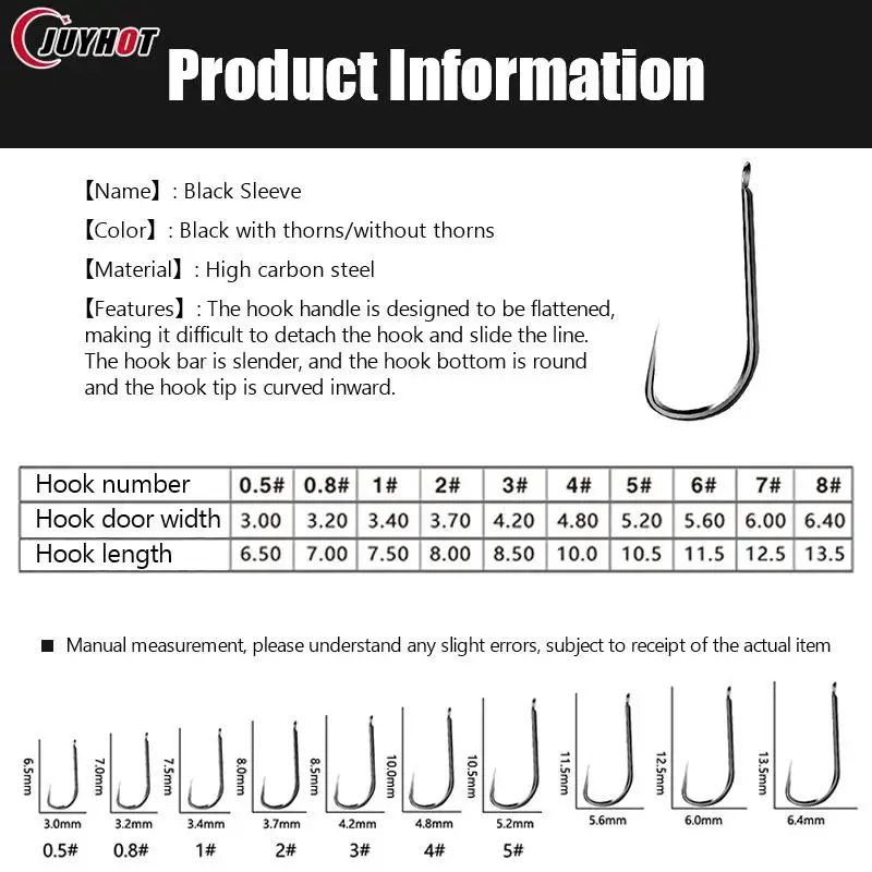 50 Pcs/Bag 0.5#/0.8#/1#/2#/5#/10# Fishing Hooks High Carbon Steel Lzu Sharp Crucian Carp Hooks Bulk Outdoor Fishing Equipment