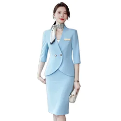 High Quality Fabric Formal Women Business Suits with Skirt and Jackets Coat for Ladies Office Blazers Spring Summer OL Styles