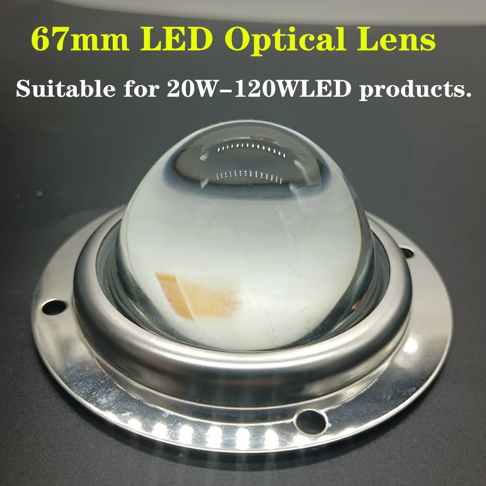 Imagem -02 - Graus Lente Led Vidro Óptico 67 mm Mais Refletor Colimador Suporte Fixo para 20w 30 50 100 de Alta Potência Cob Chip 60