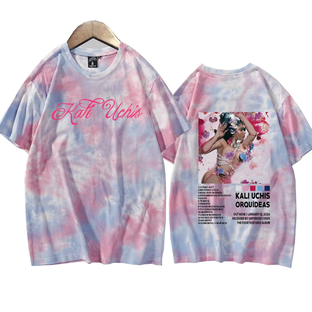 Kali Uchis Orquideas Tie Dye Shirts Harajuku Hip Hop Round Neck Short Sleeve Tee Fans Gift