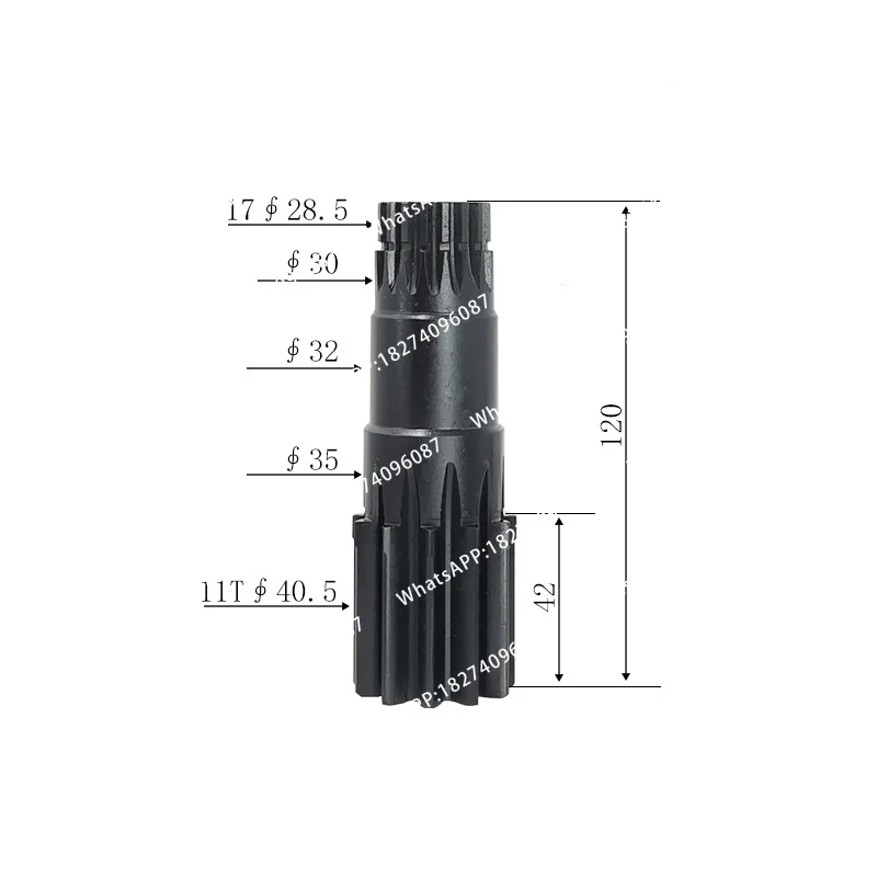 Suitable for the vertical shaft gear of the rotary motor gearbox of micro excavators, 11/17 teeth, 120H