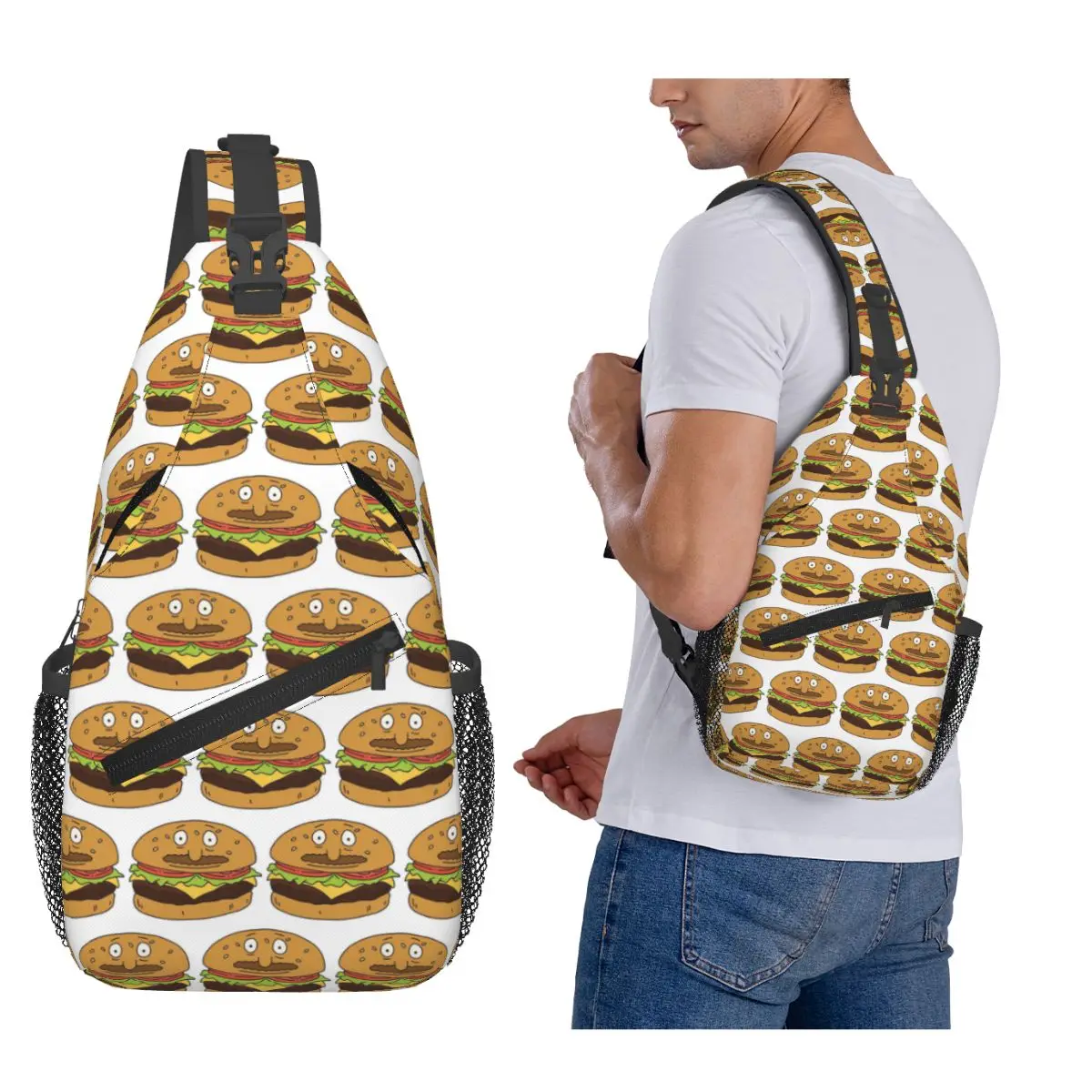 

Bob As A Burger Chest Bag Men Sling Crossbody Backpack Chest Bag Traveling Hiking Daypack Shoulder Bag