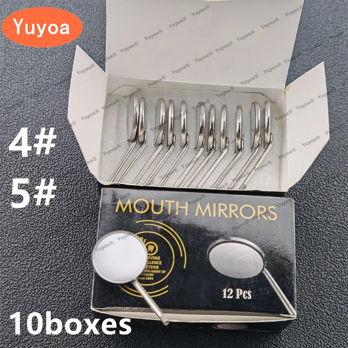 

10 x 12pcs/box Dental Mouth Mirror Reflector Oral Care Mouth Mirror Handle Dental Tools 4#/5# With Tool Accessories