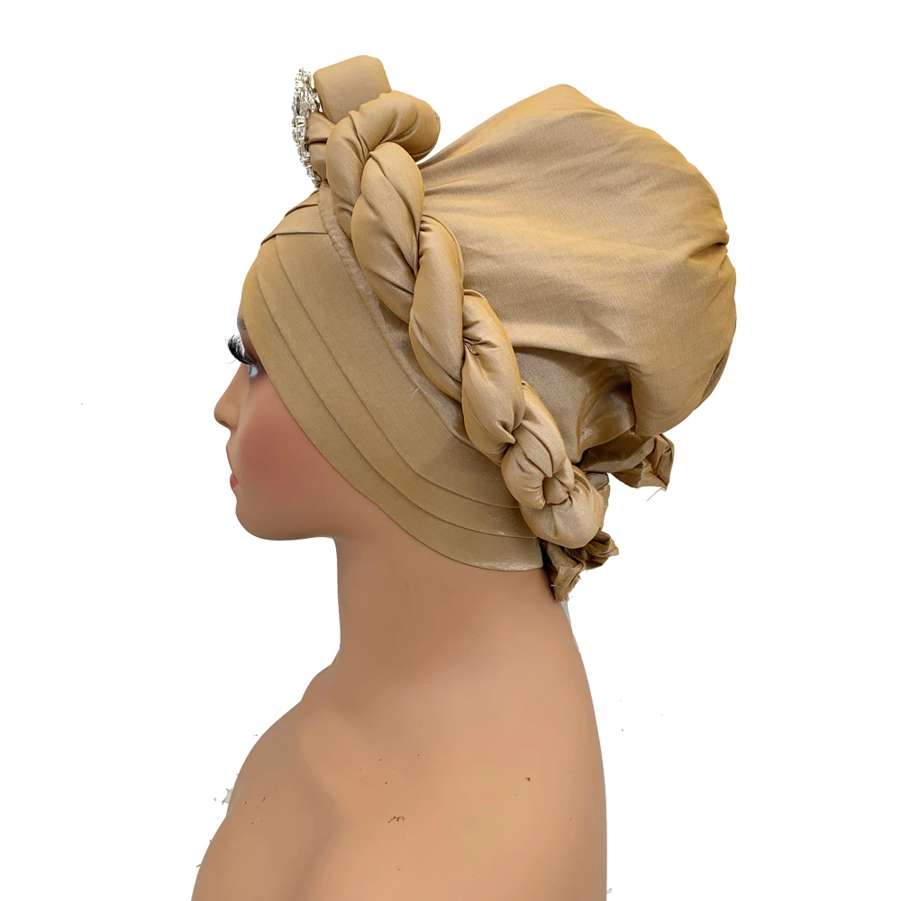 Rohe Seide Headtie afrikanische Autogele Frauen Turban Kappe Nigeria Hochzeit Auto Geles Party Kopf bedeckung weibliche Kopf wickel