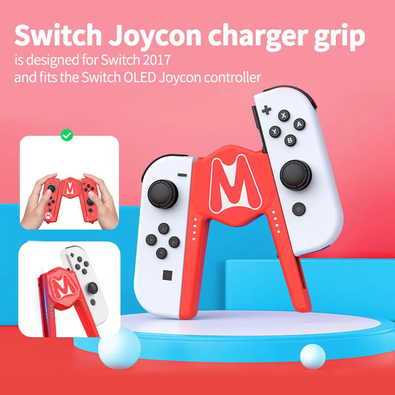 For Switch Joycon This charger grip is designed for Switch 2017 and fits the Switch OLED Joycon controller