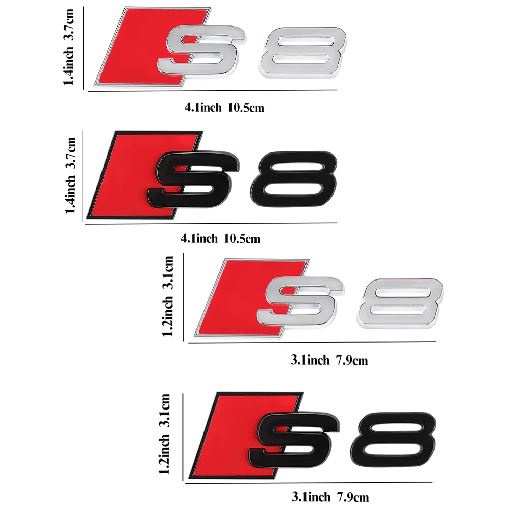 Emblema de letras de plástico ABS 3D, Negro/plateado, S3, S4, S5, S6, S7, S8, pegatina para Audi Serie S, guardabarros, maletero, logotipo trasero,