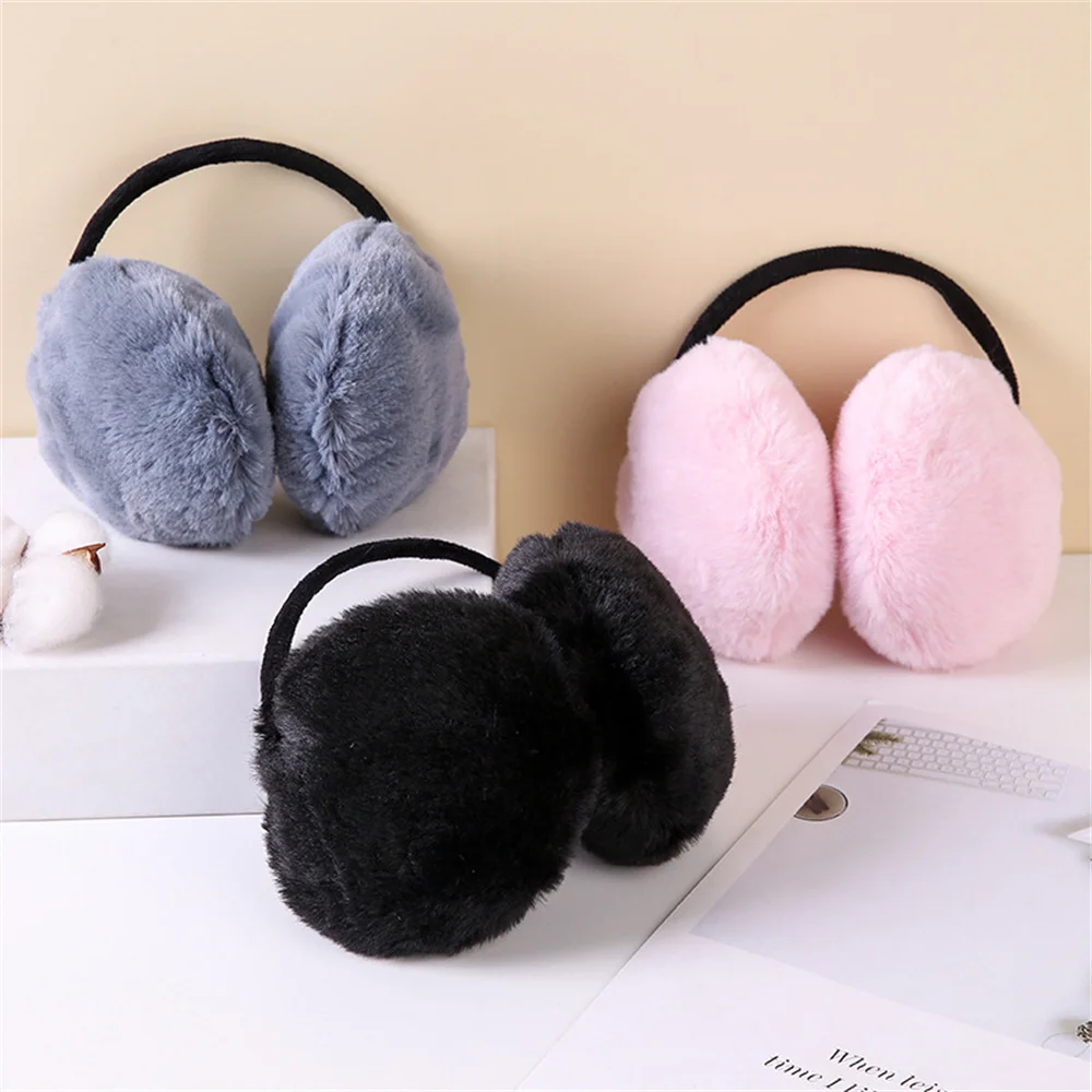 Simple Solid Color Warm Earmuffs Fashionable Plush Thickened Earmuffs For Outdoor Cold Protect Soft Warmer Earlaps Ear Covers