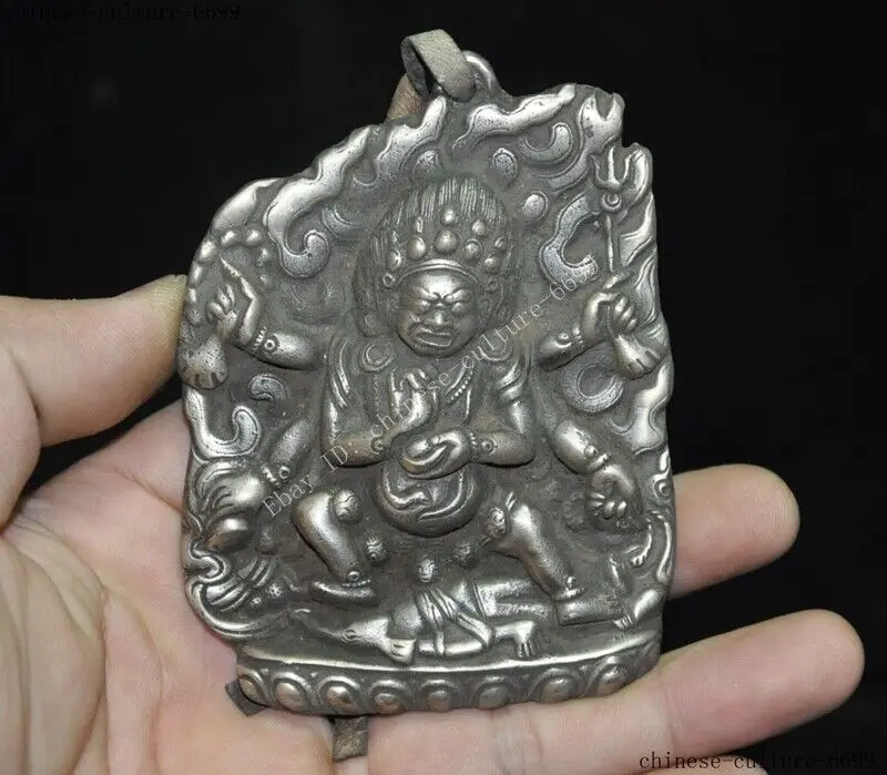 

Old Tibetan Tibet silver Vajrapani Mahakala Dorje Wrathful Deity Buddha Pendant